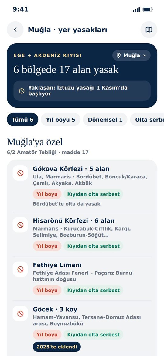 Bilgi: bölgesel av yasakları listesi